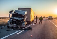 Truck accident attorney meeting client after a crash
